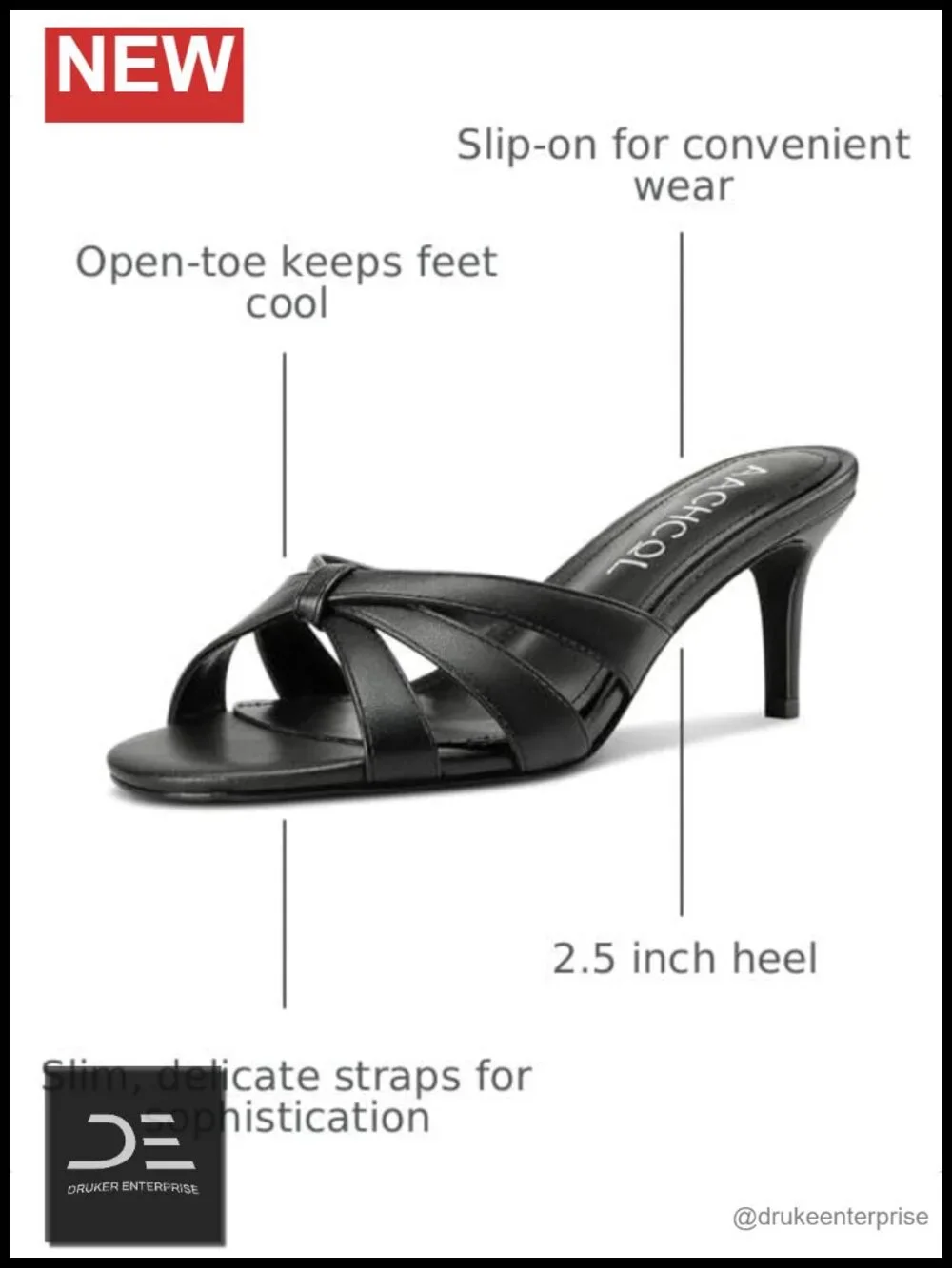 Women's Strappy Kitten Heels Open Toe Mules Slip-On Low Heel Sandals Party Shoes